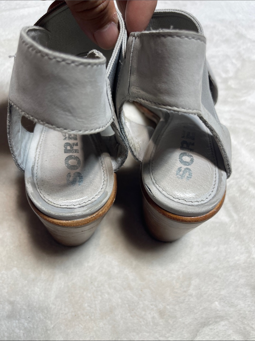 Sorel Gray Elastic Slingback Sandals Size 7.5 - Picture 4 of 6